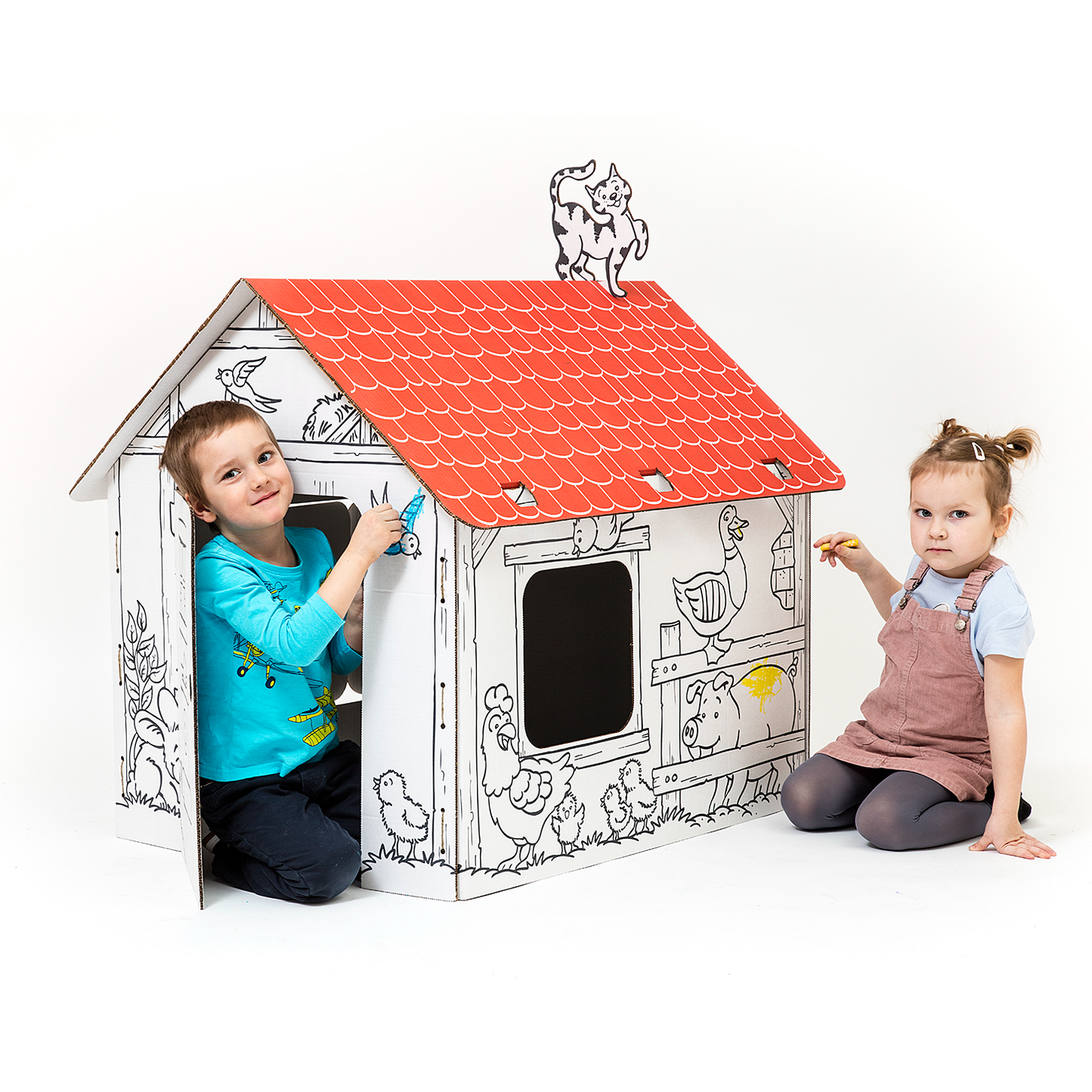 casa din carton de construit si colorat