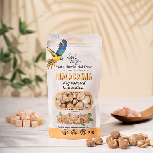 Nuci de macadamia caramelizate 80g
